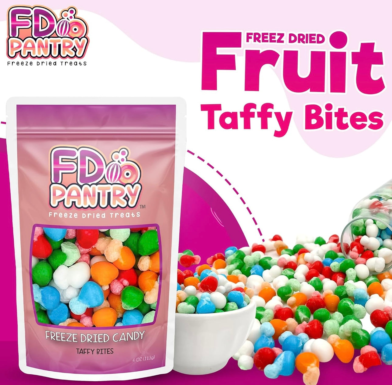 Freeze Dried Air Taffy Bites Crunchy Candy