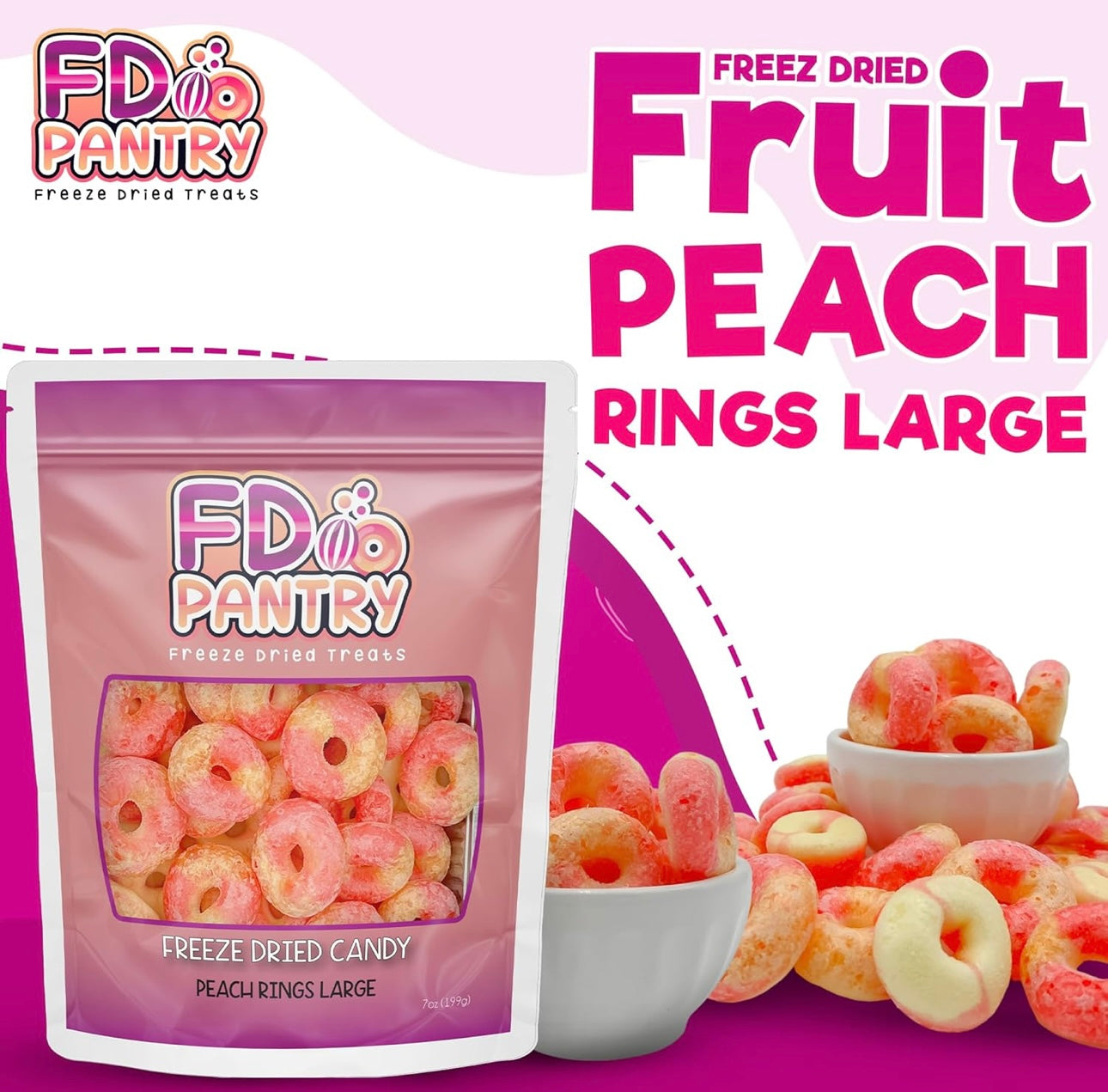 Freeze Dried Peach Rings Candy