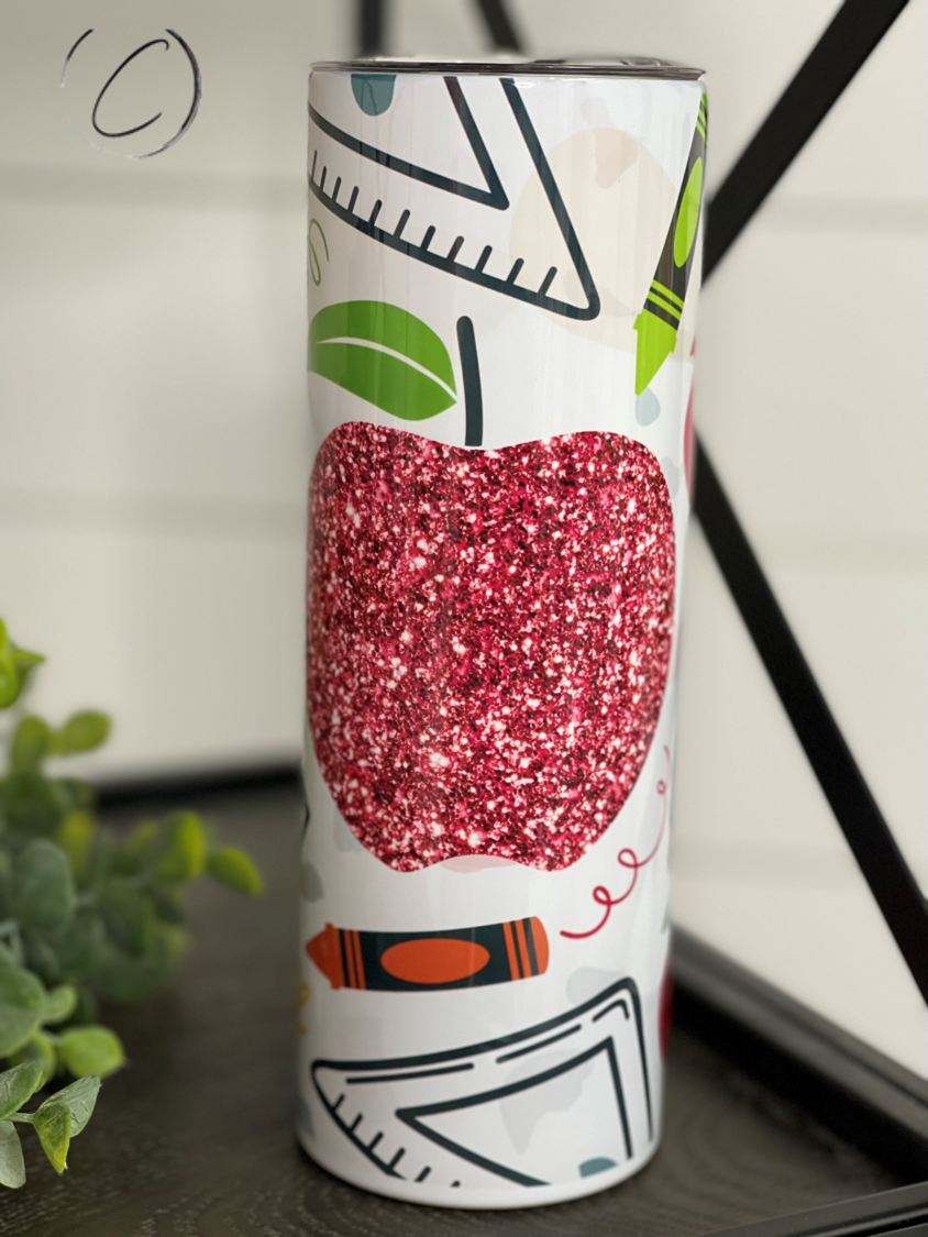 Glitter Apple 20oz Skinny Tumbler