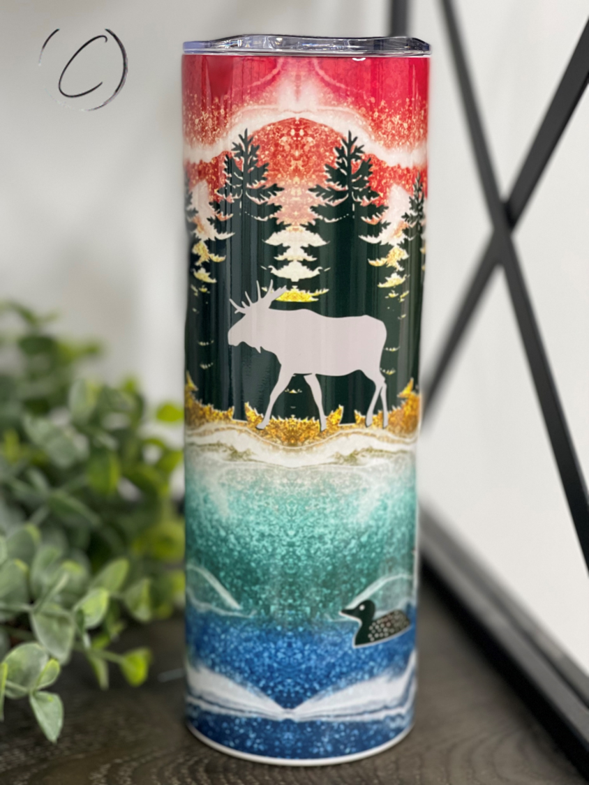 Glitter Moose 20oz Skinny Tumbler