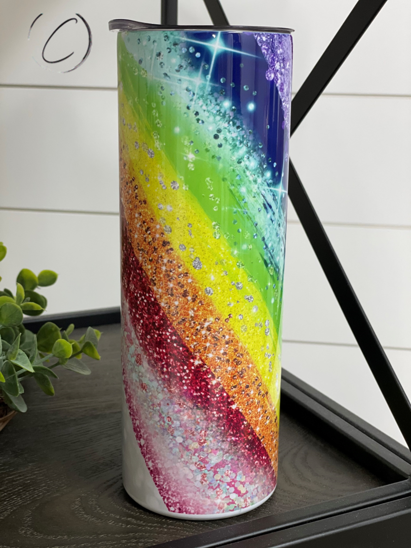 Glitter Rainbow 20oz Skinny Tumbler