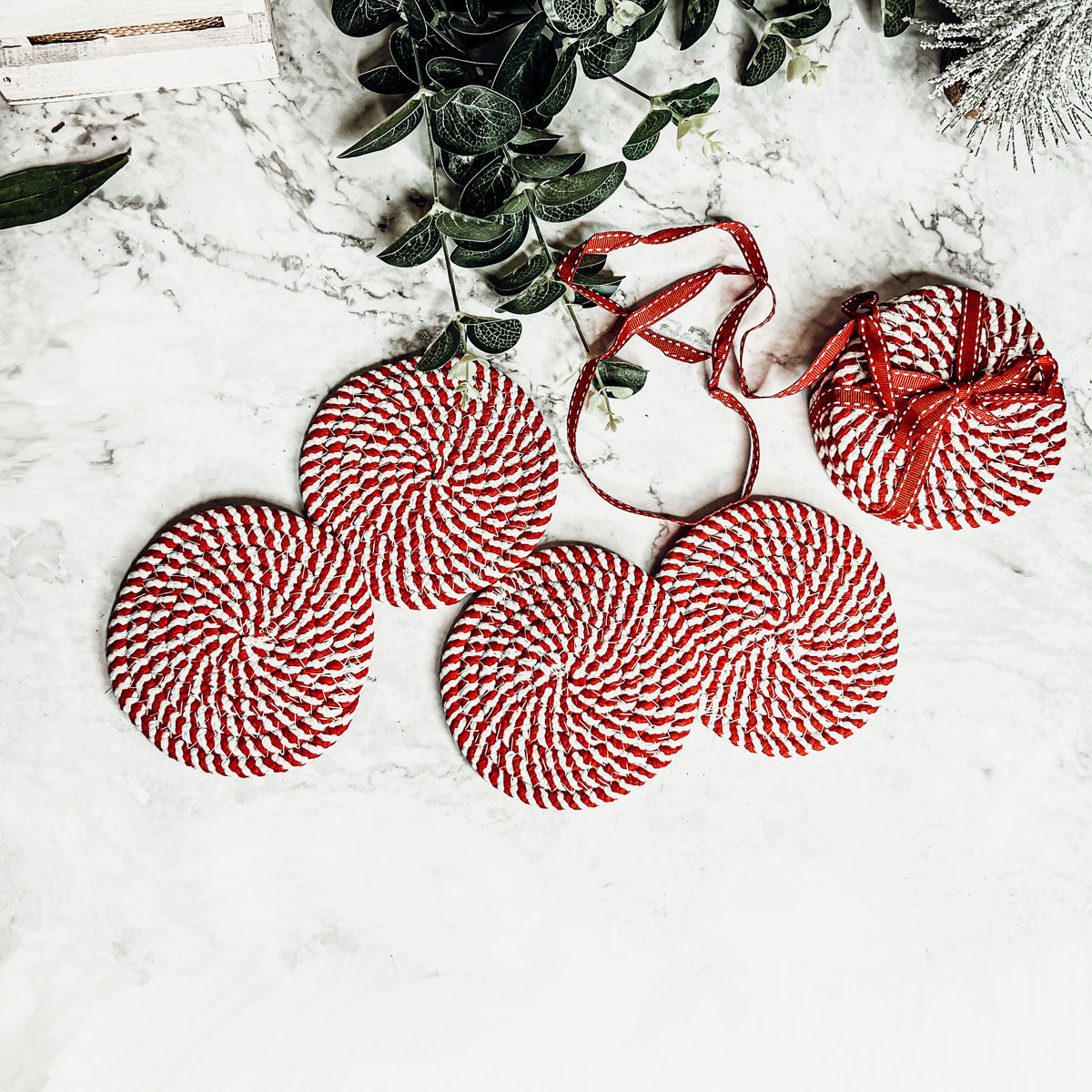 Candy Cane Coaster 4pk