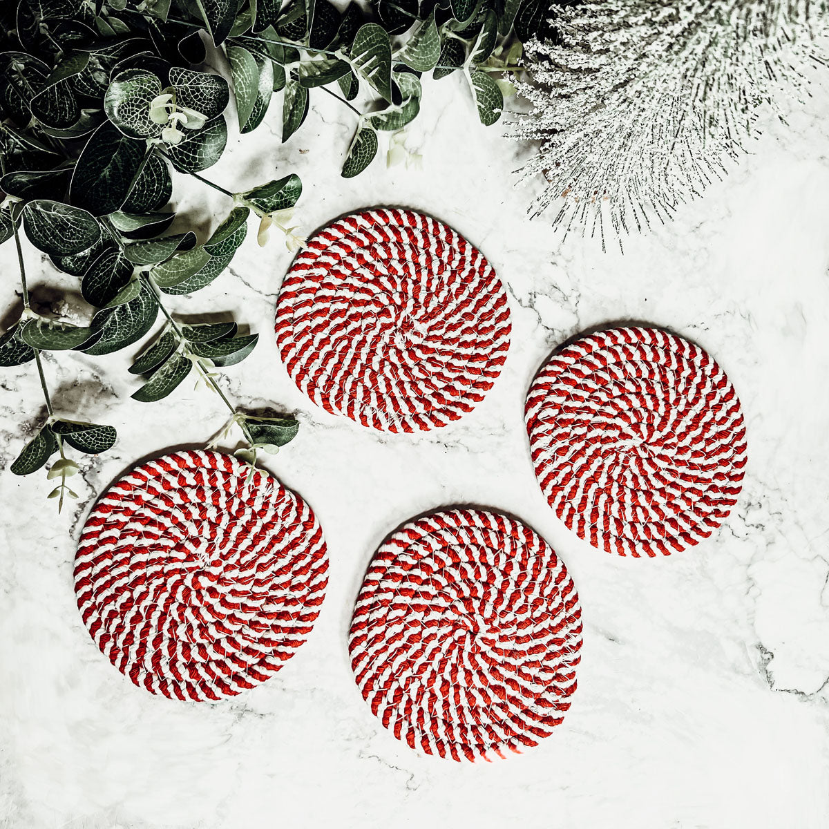 Candy Cane Coaster 4pk