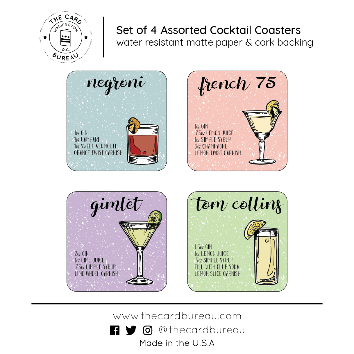 Gin Cocktail Coaster Set