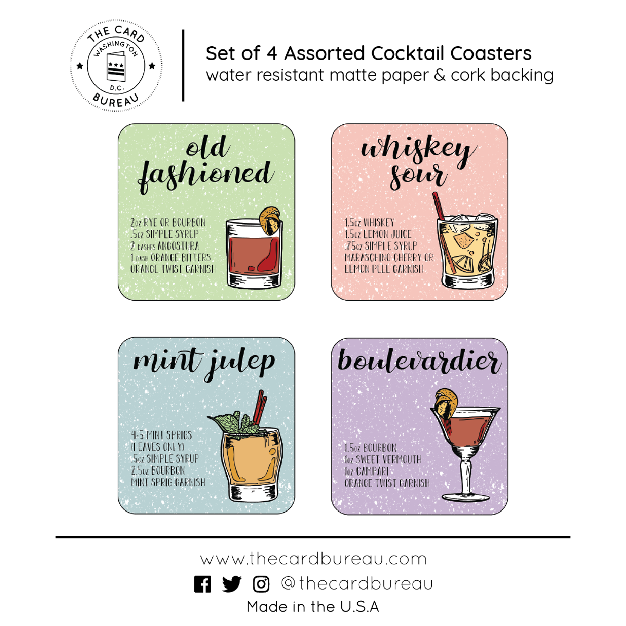 Whiskey Cocktail Coaster Set