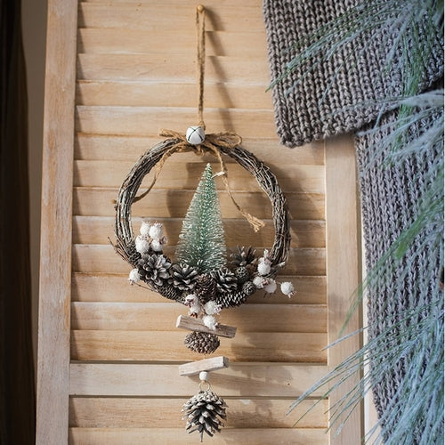 Christmas Wreath Rustic with Hanging Pine Cone