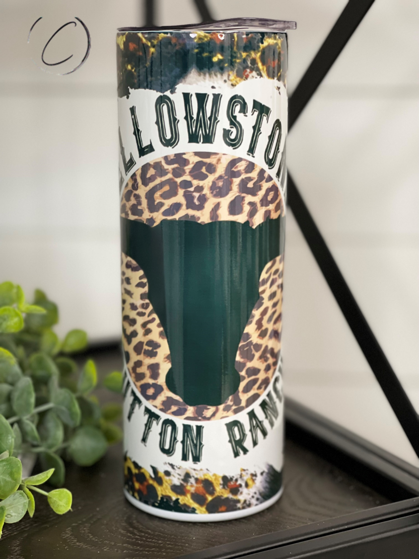 Leopard Yellowstone Dutton Ranch 20oz Skinny Tumbler