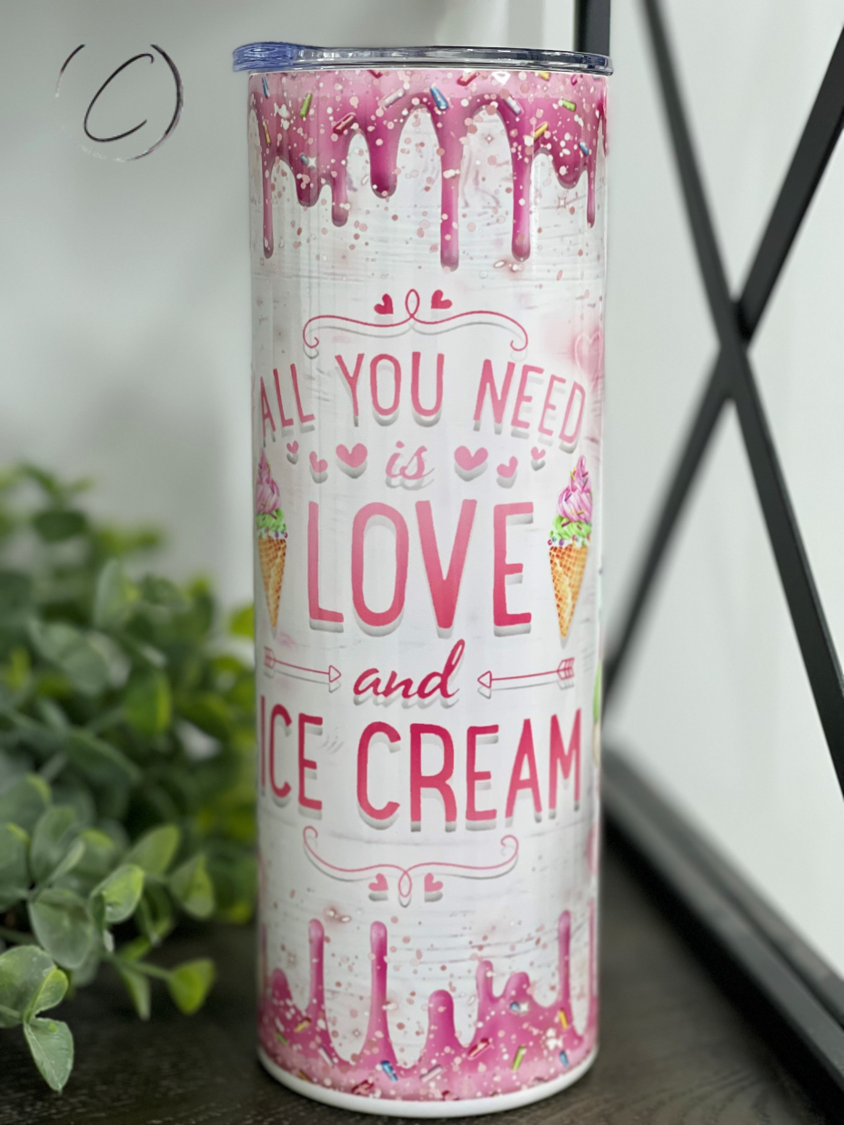 Love & Ice Cream Gnomes 20oz Skinny Tumbler