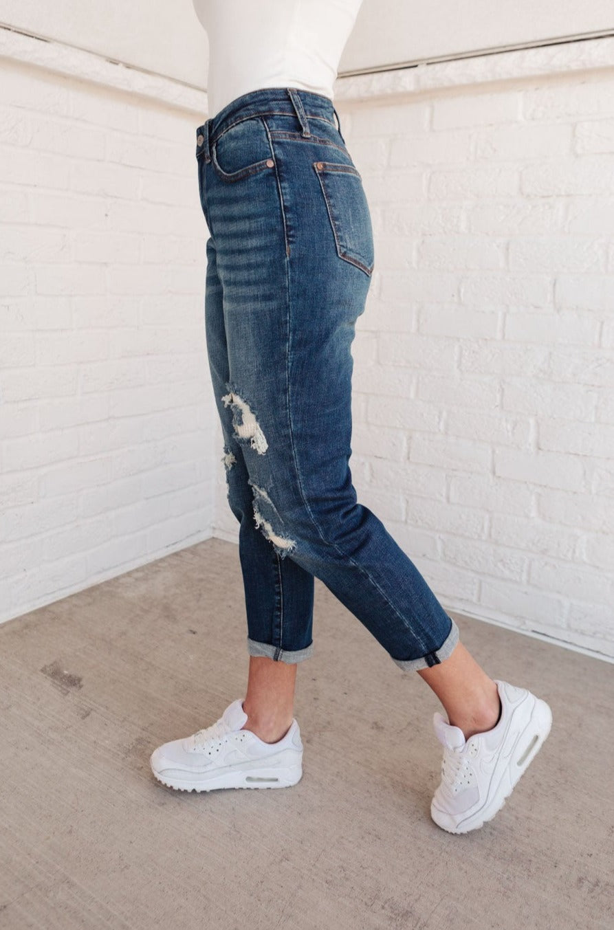 Judy Blue Mid-Rise Thermal Boyfriend Jeans