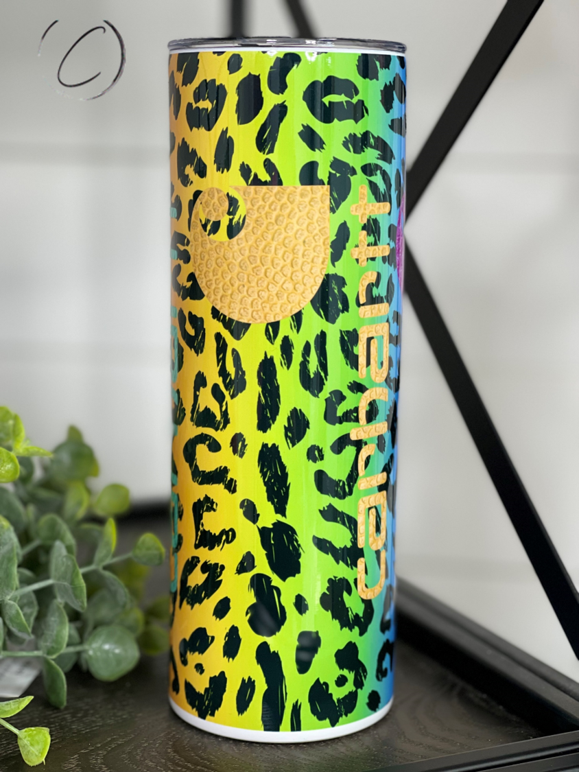 Rainbow Leopard Multicolor Carhartt 20oz Skinny Tumbler