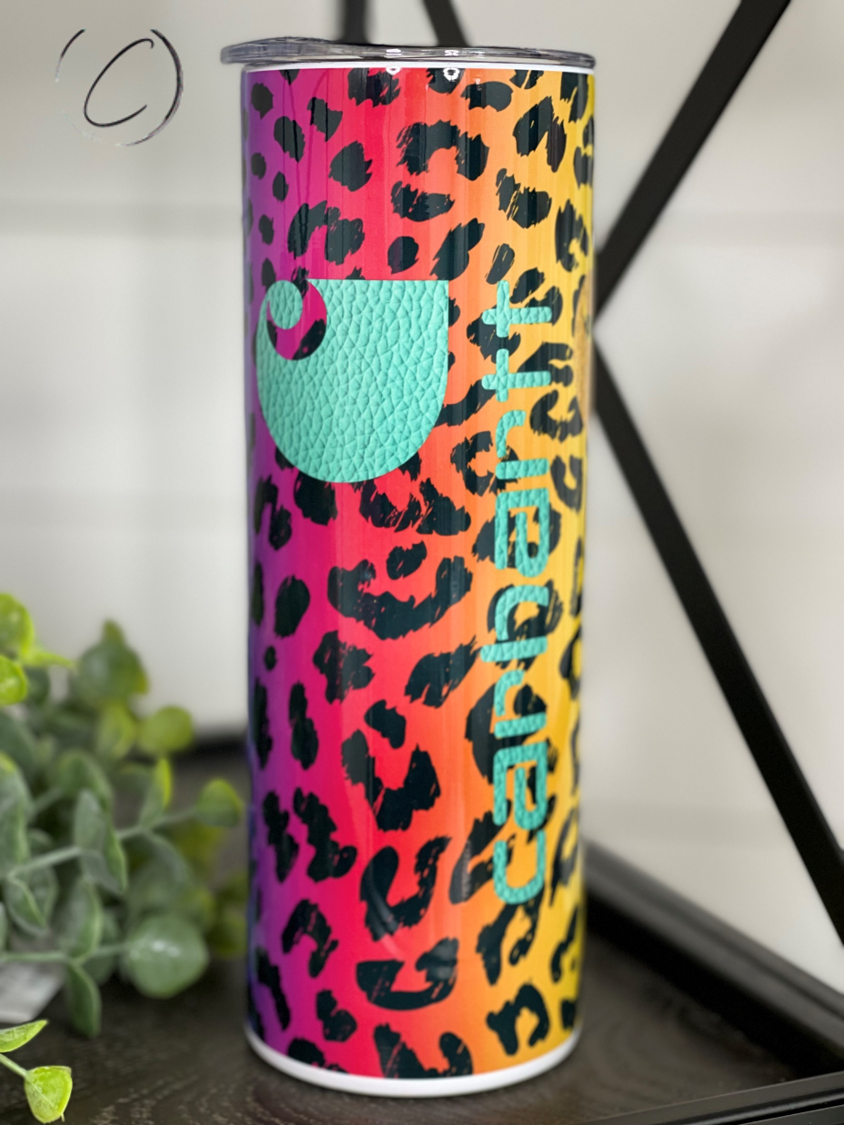 Rainbow Leopard Multicolor Carhartt 20oz Skinny Tumbler