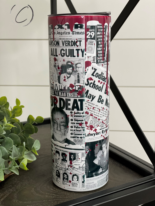 Serial Killer Newspaper 20oz Skinny Tumbler