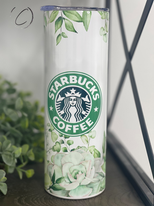 Succulent Starbucks 20oz Skinny Tumbler