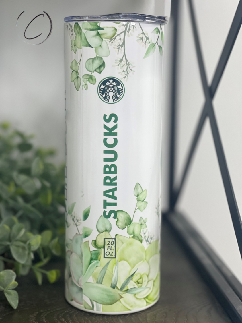 Succulent Starbucks 20oz Skinny Tumbler