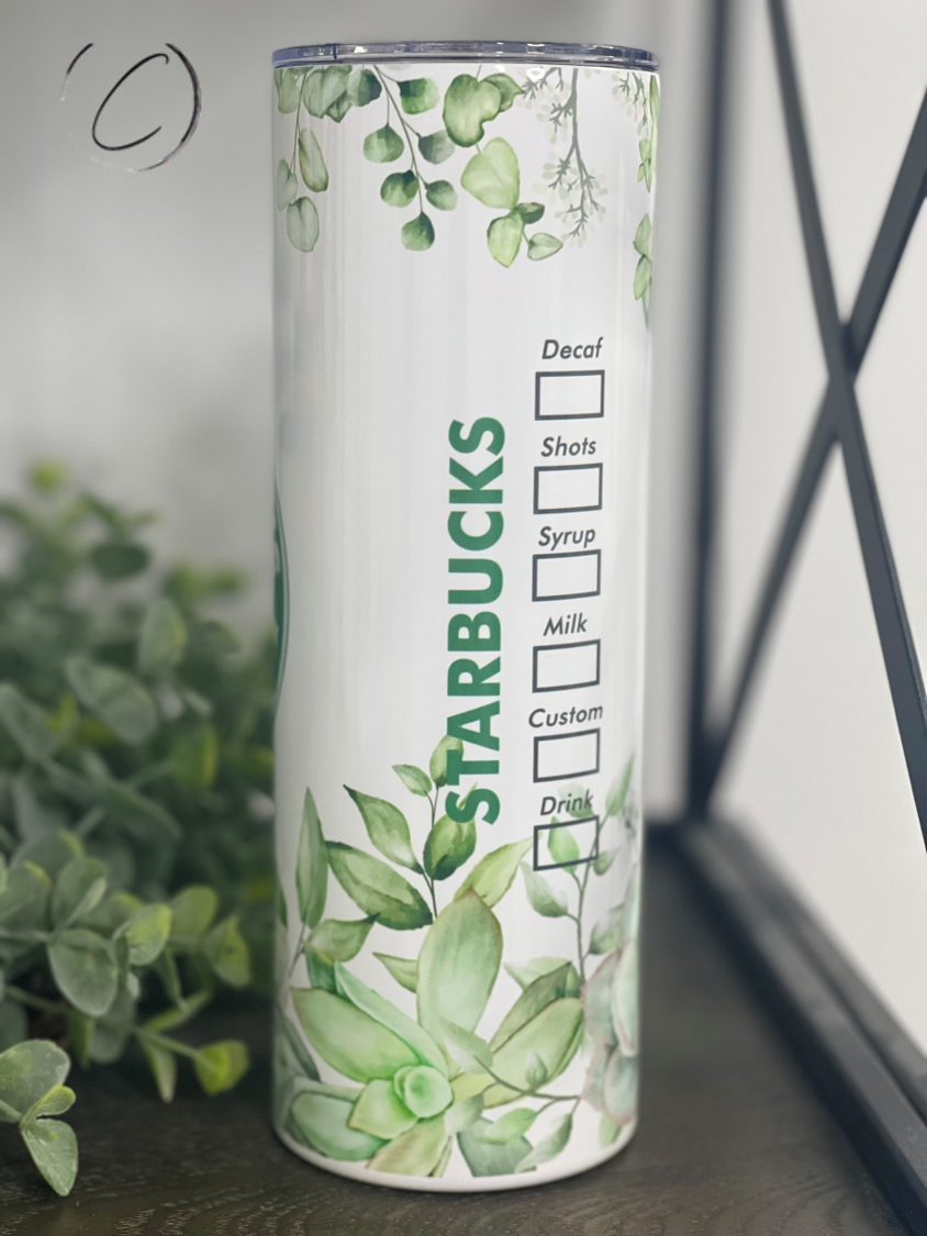 Succulent Starbucks 20oz Skinny Tumbler