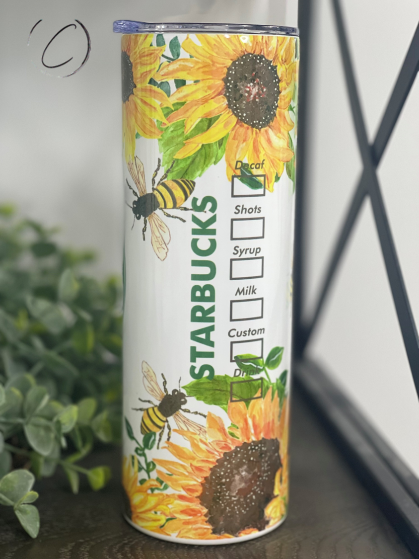 Sunflower Starbucks 20oz Skinny Tumbler