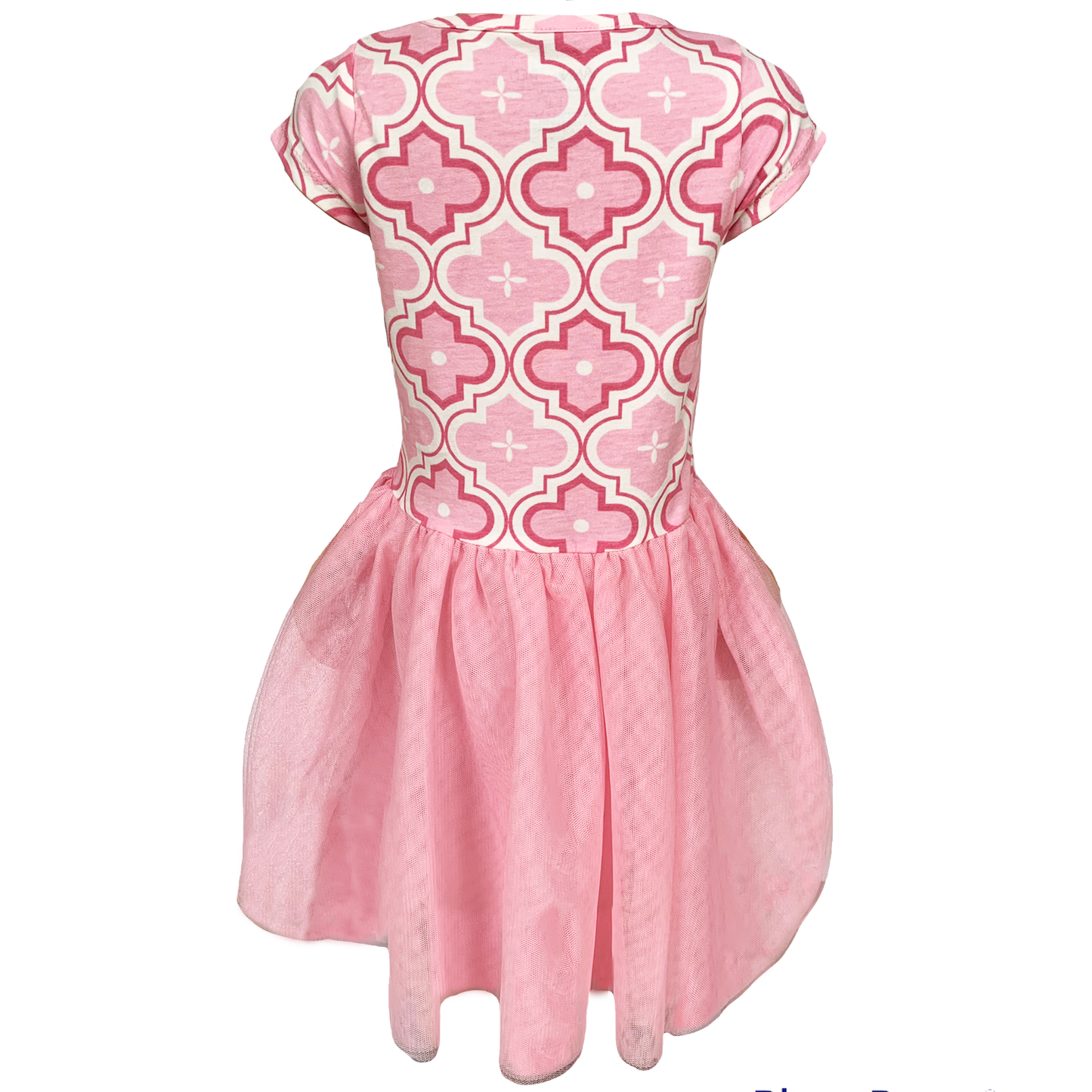 AnnLoren Girls Dress Pink Tulle & Pink Arabesque Party Dress