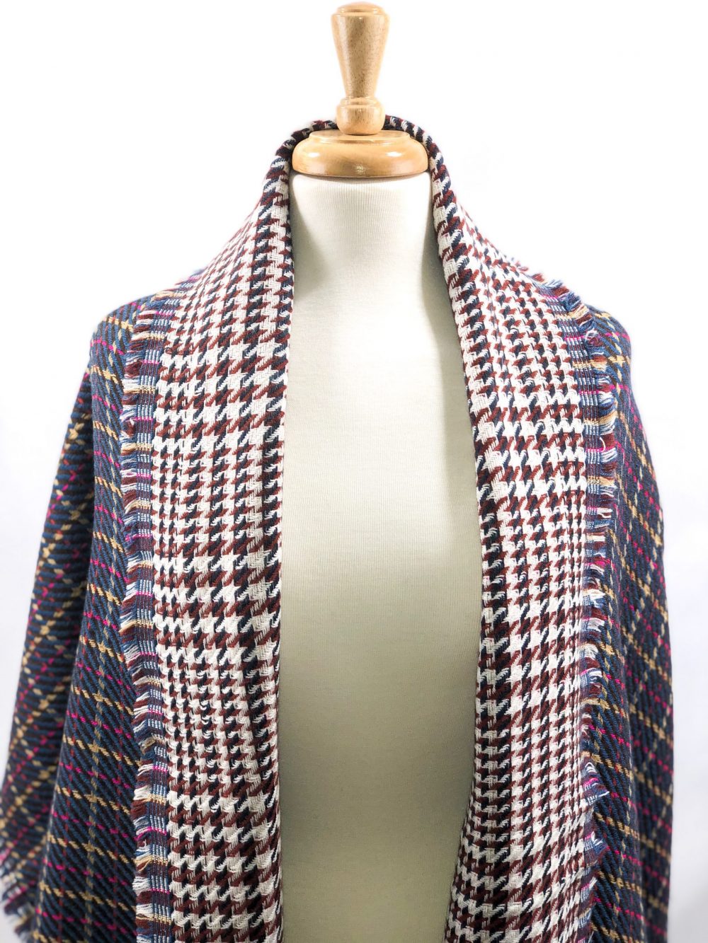 Brown Tartan Pattern Blanket Scarf