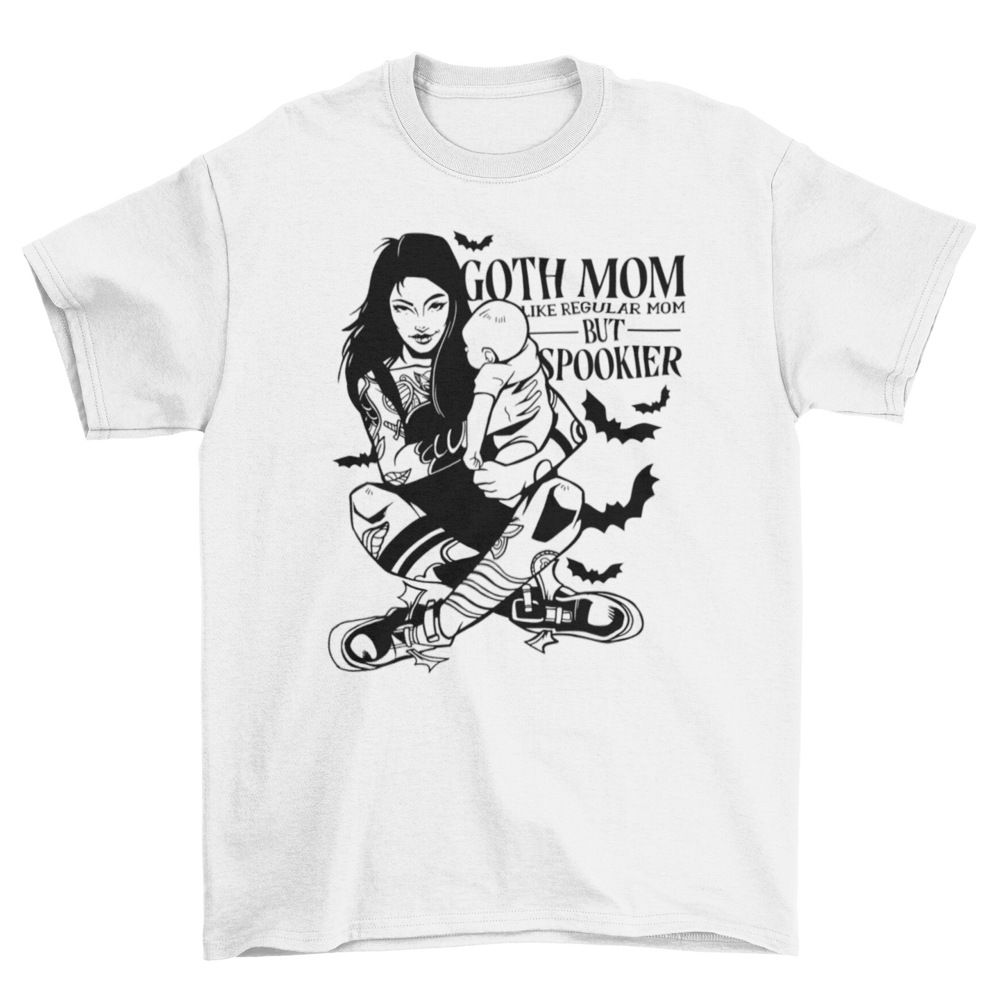 Spooky goth mother and baby t-shirt