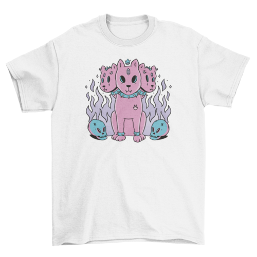 Three headed dog pastel goth t-shirt design