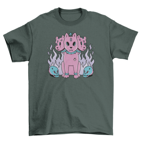 Three headed dog pastel goth t-shirt design