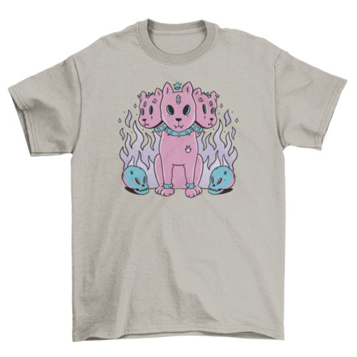 Three headed dog pastel goth t-shirt design