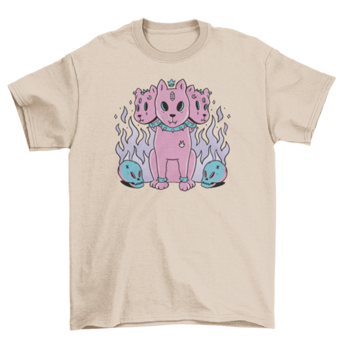 Three headed dog pastel goth t-shirt design