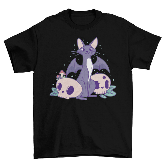 Pastel goth bat cat t-shirt