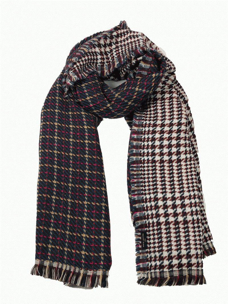 Brown Tartan Pattern Blanket Scarf