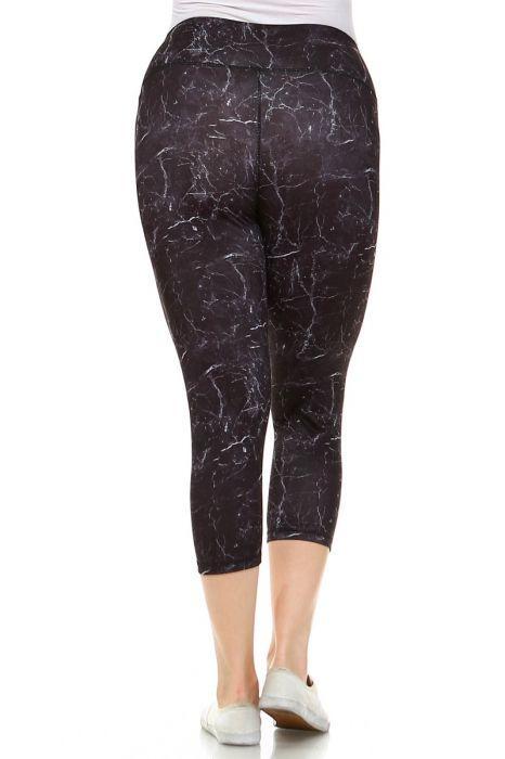 Copy of PLUS Black Marble Print Capri Leggings