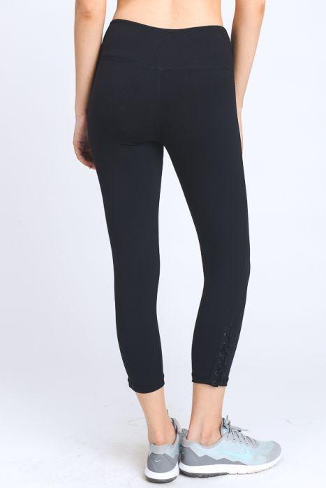 Criss-Cross Lace Accent Capri Leggings