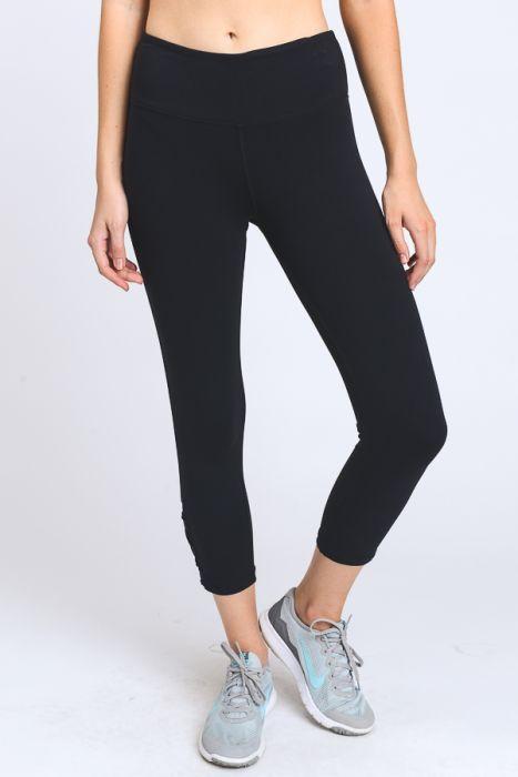 Criss-Cross Lace Accent Capri Leggings