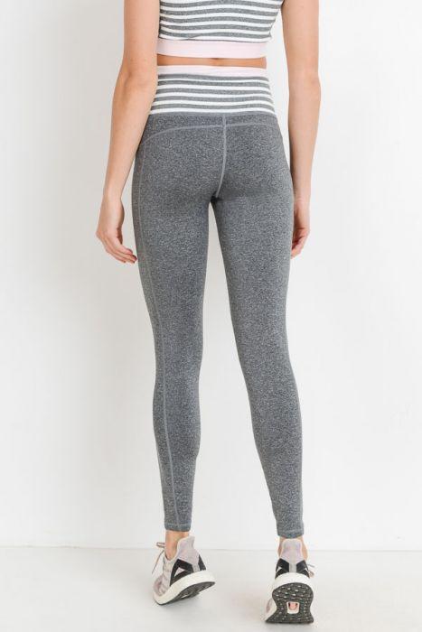 Highwaist Heather Grey Stripes & Colorblock Full Leggings