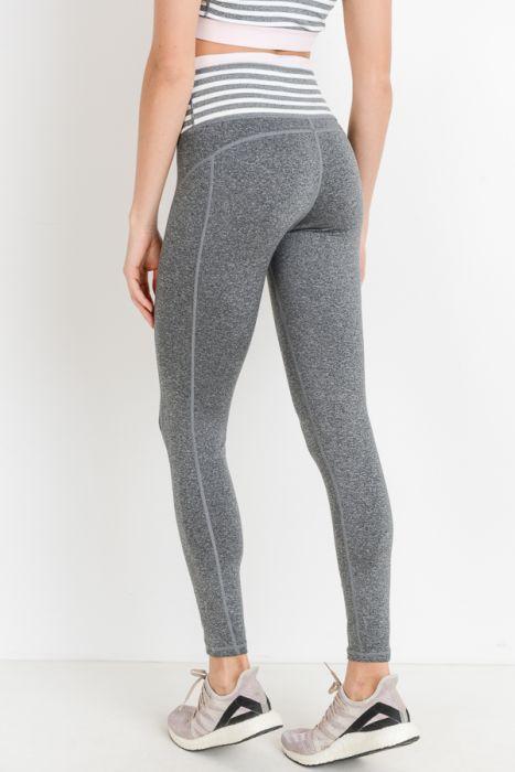 Highwaist Heather Grey Stripes & Colorblock Full Leggings