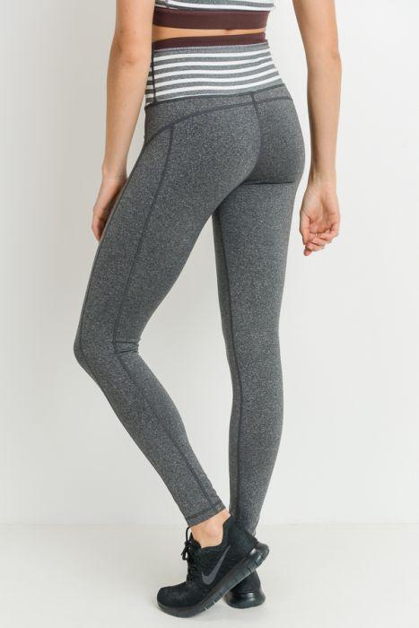 Highwaist Heather Grey Stripes & Colorblock Full Leggings