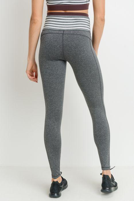 Highwaist Heather Grey Stripes & Colorblock Full Leggings