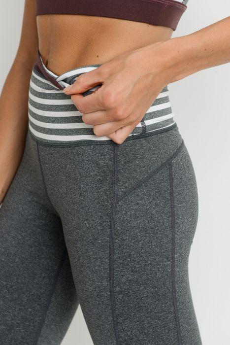 Highwaist Heather Grey Stripes & Colorblock Full Leggings