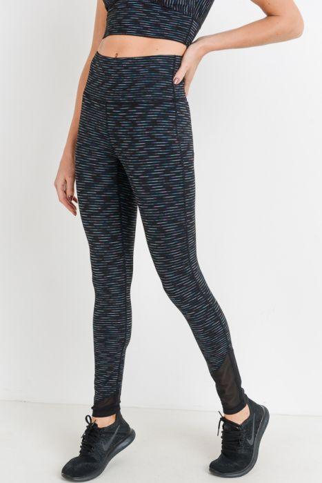 Nebula Stripe Print Highwaist Mesh Wrap Leggings