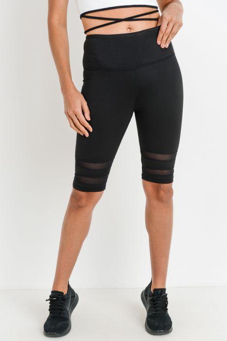 Highwaist Double Mesh Band Short Leggings