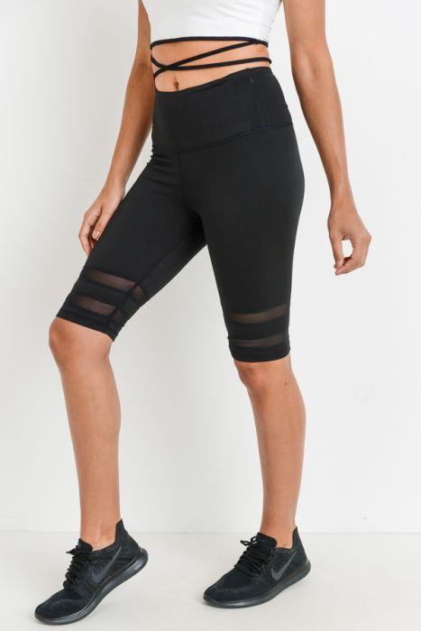 Highwaist Double Mesh Band Short Leggings