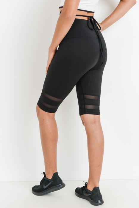 Highwaist Double Mesh Band Short Leggings