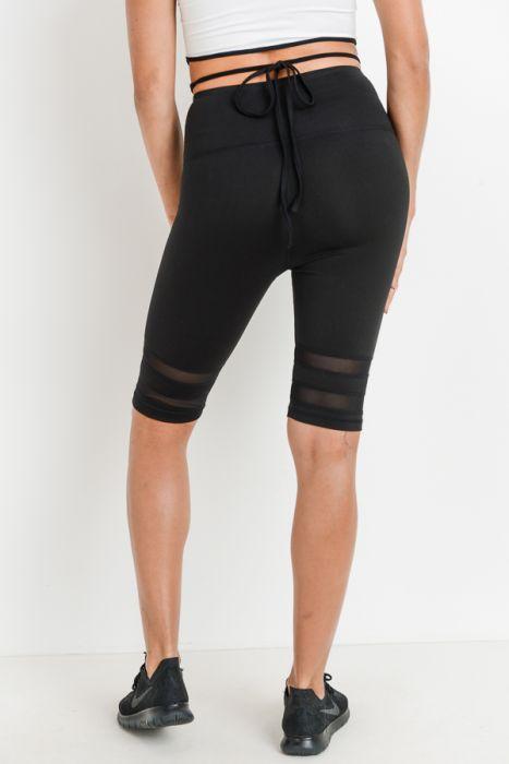 Highwaist Double Mesh Band Short Leggings