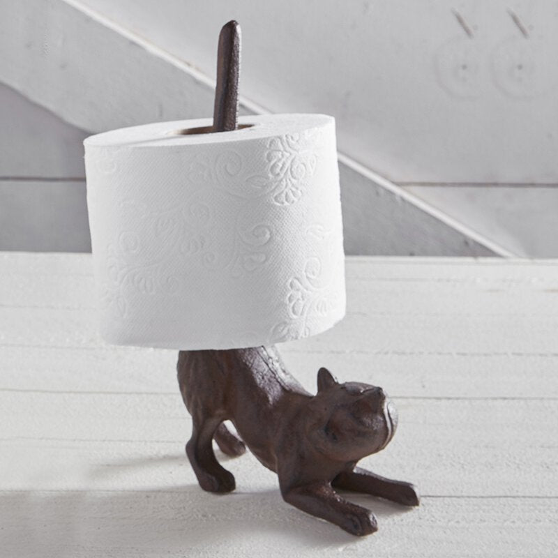 Cat Butt Cast Iron Tissue Holder | 9.5" Tall | Real Cast Iron,