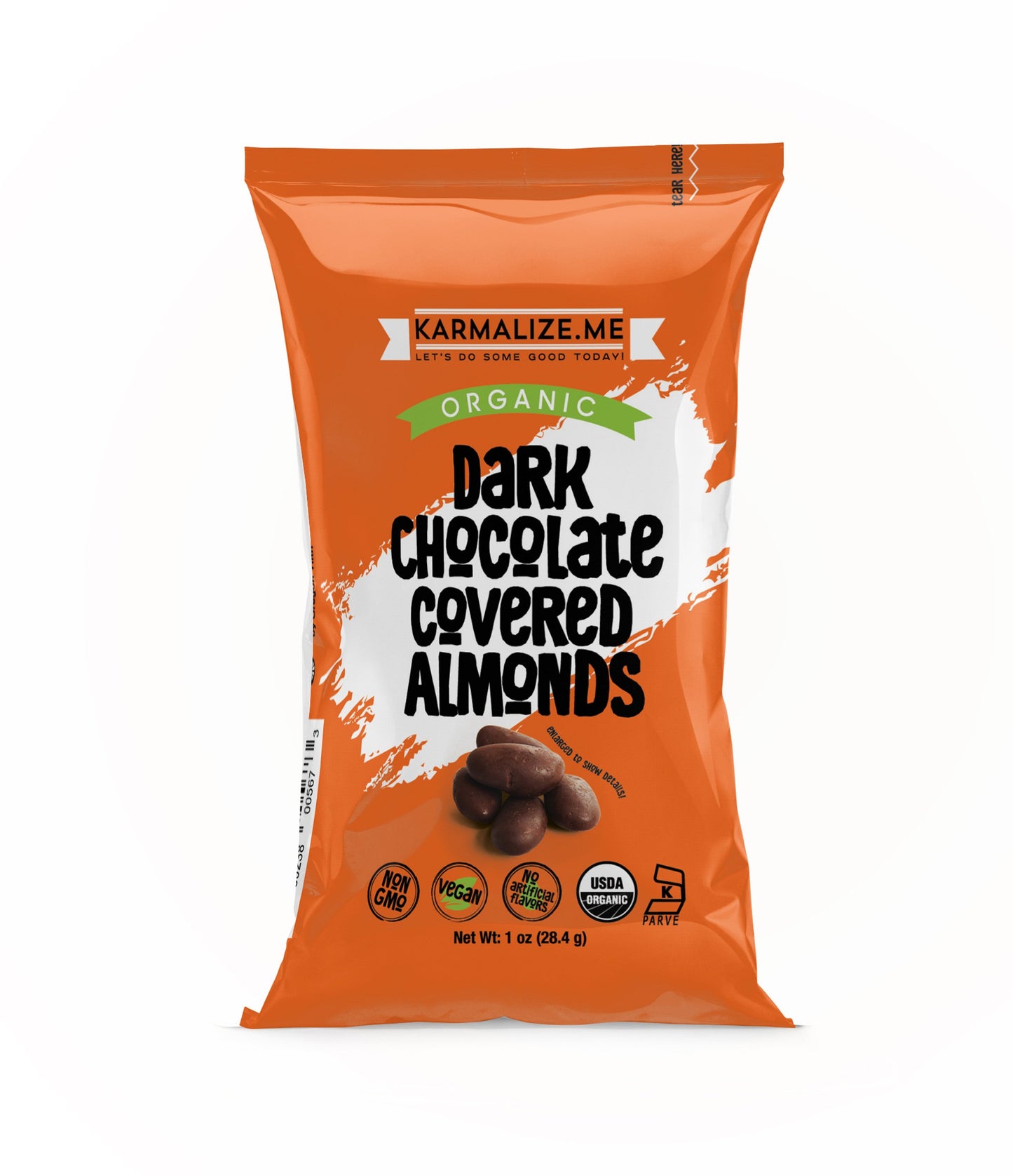 1 oz. Organic Vegan Dark Chocolate Covered Almonds - Pack of 6