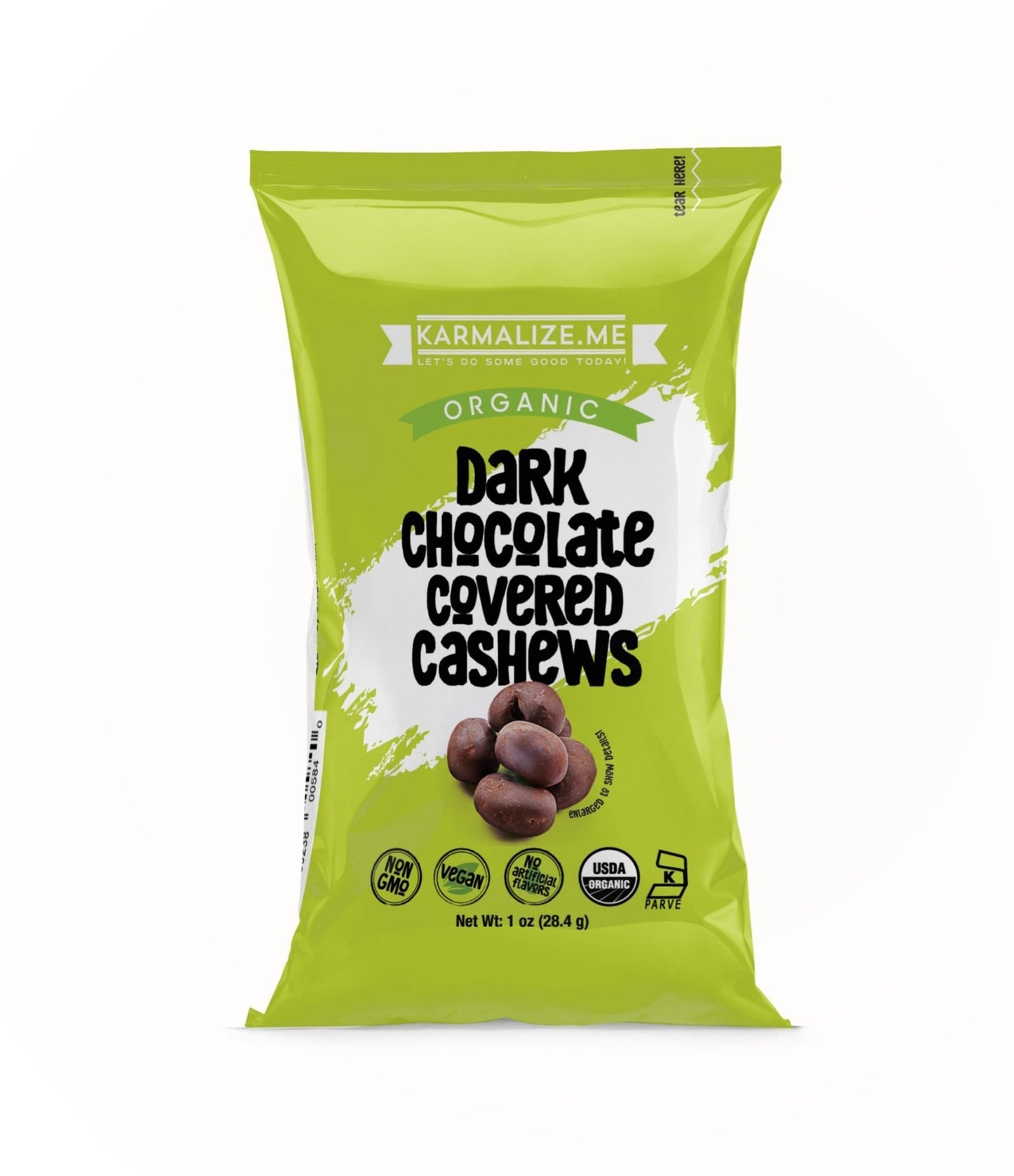 1 oz. Organic Vegan Dark Chocolate Covered Cashews - Pack of 6