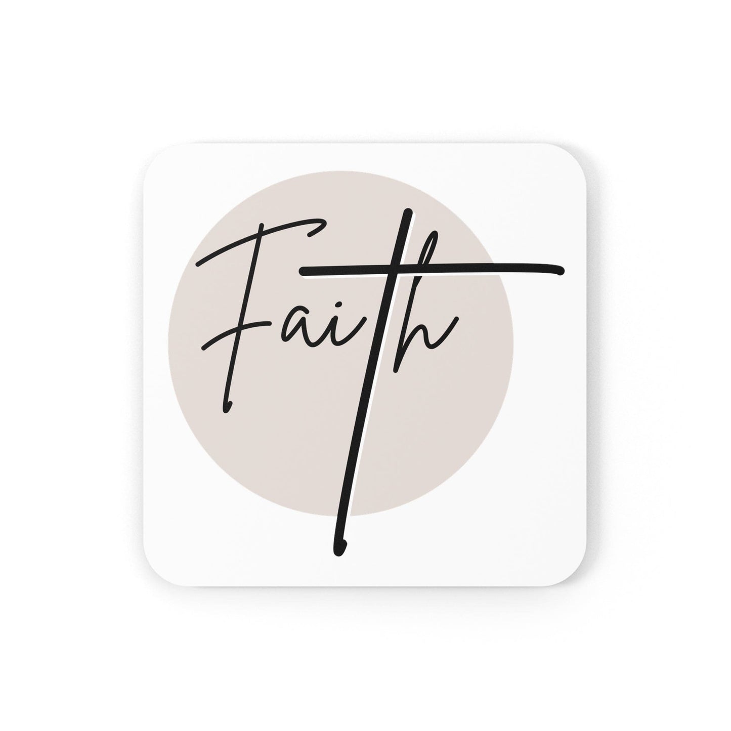 Coaster Set Of 4 For Drinks Faith - Christian Affirmation - Black And