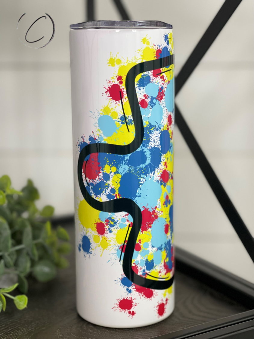 Splatter Autism Puzzle Piece 20oz Skinny Tumbler