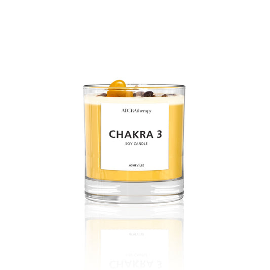 Chakra 3 Soy Candle with Tiger Eye Gemstones