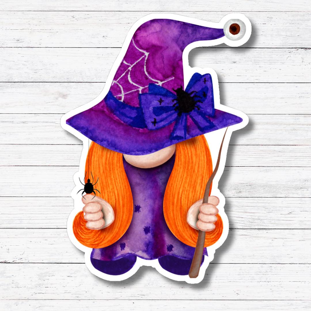 Witch Gnome- Scary Gnome Stickers/Magnet