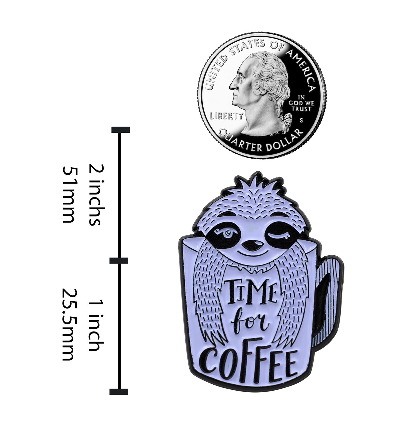 Coffee Sloth – Time For Coffee Enamel Pin